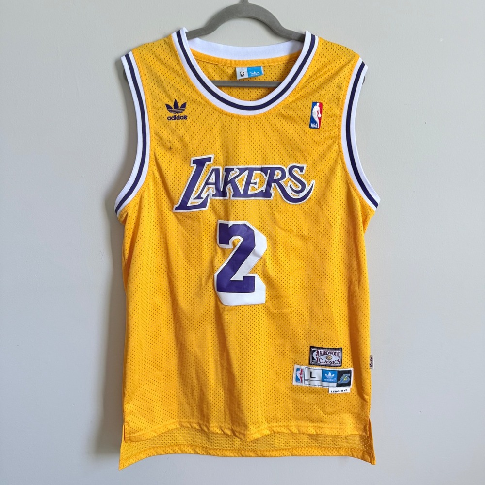 Adidas Lonzo Ball Los Angeles Lakers Jersey Yellow Hardwood Classics Mens Large
